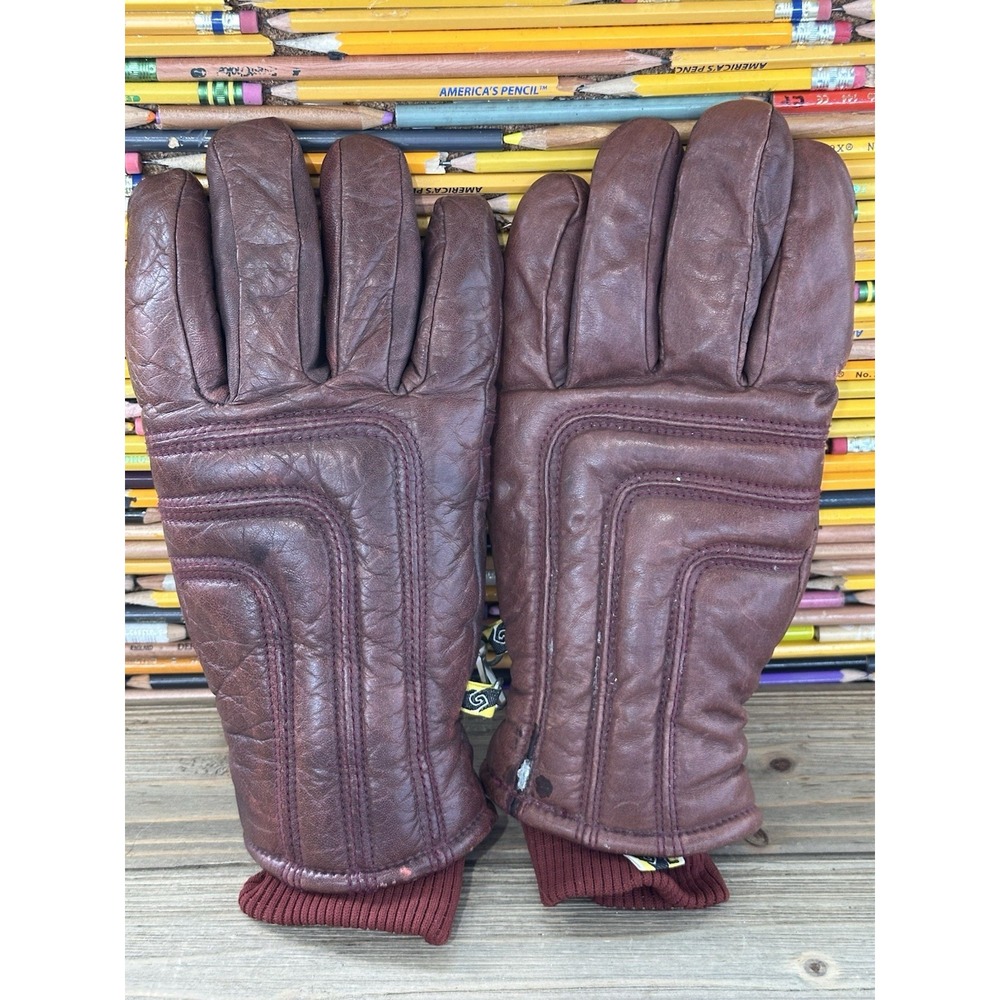 VTG Red Kombi Leather Gloves Lined Men's L Retro WARM